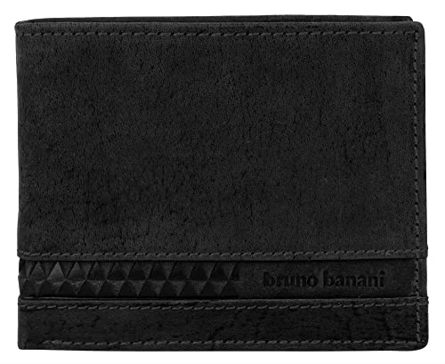 bruno banani kleine Geldbörse im Querformat Echt Leder Herren | RFID Geldbörse, Brieftasche aus Rindleder, Portemonnaie 2-Fach klappbar, Geldtasche 8 Kartenfächer | 021756 von bruno banani