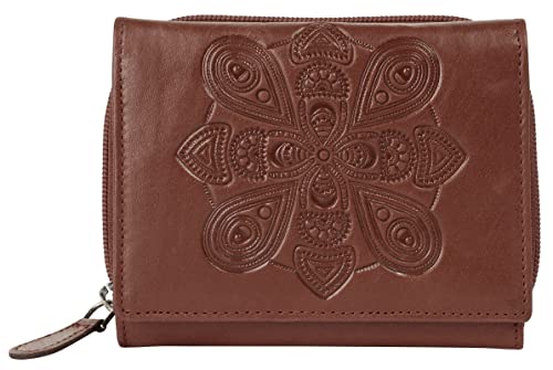 bruno banani kleine Geldbörse im Querformat Mandala Echt Leder Damen | lässig-schickes Lederportemonnaie, RFID-Schutz, klappbar, 10 Kartenfächer | 021644 von bruno banani