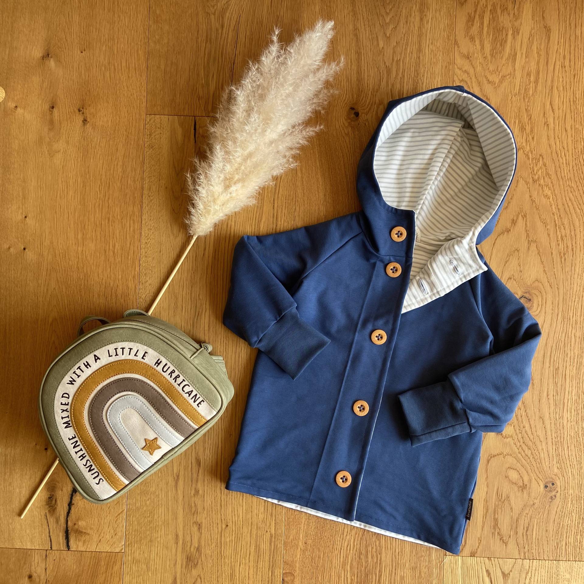 Sweatjacke in Der Farbe Jeansblau Mit Jersey-Futter, Frühlingsjacke, Babyjacke, Jacke, Kinderjacke, Jacke Kinder, Knöpfen, Herbst von brunoke