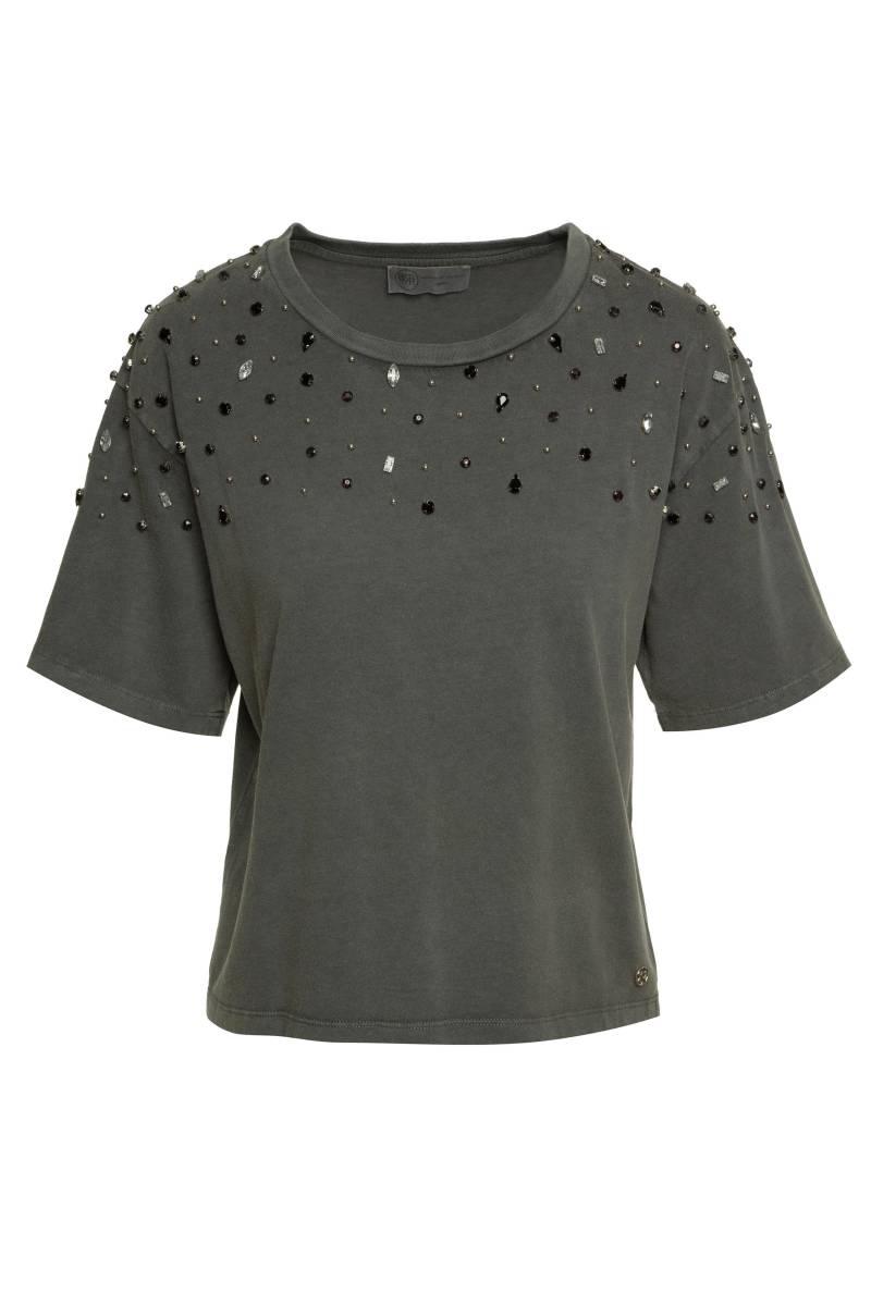 bsb - Kurzärmeliges Top mit Strasssteinen grau - Gr. - M von bsb