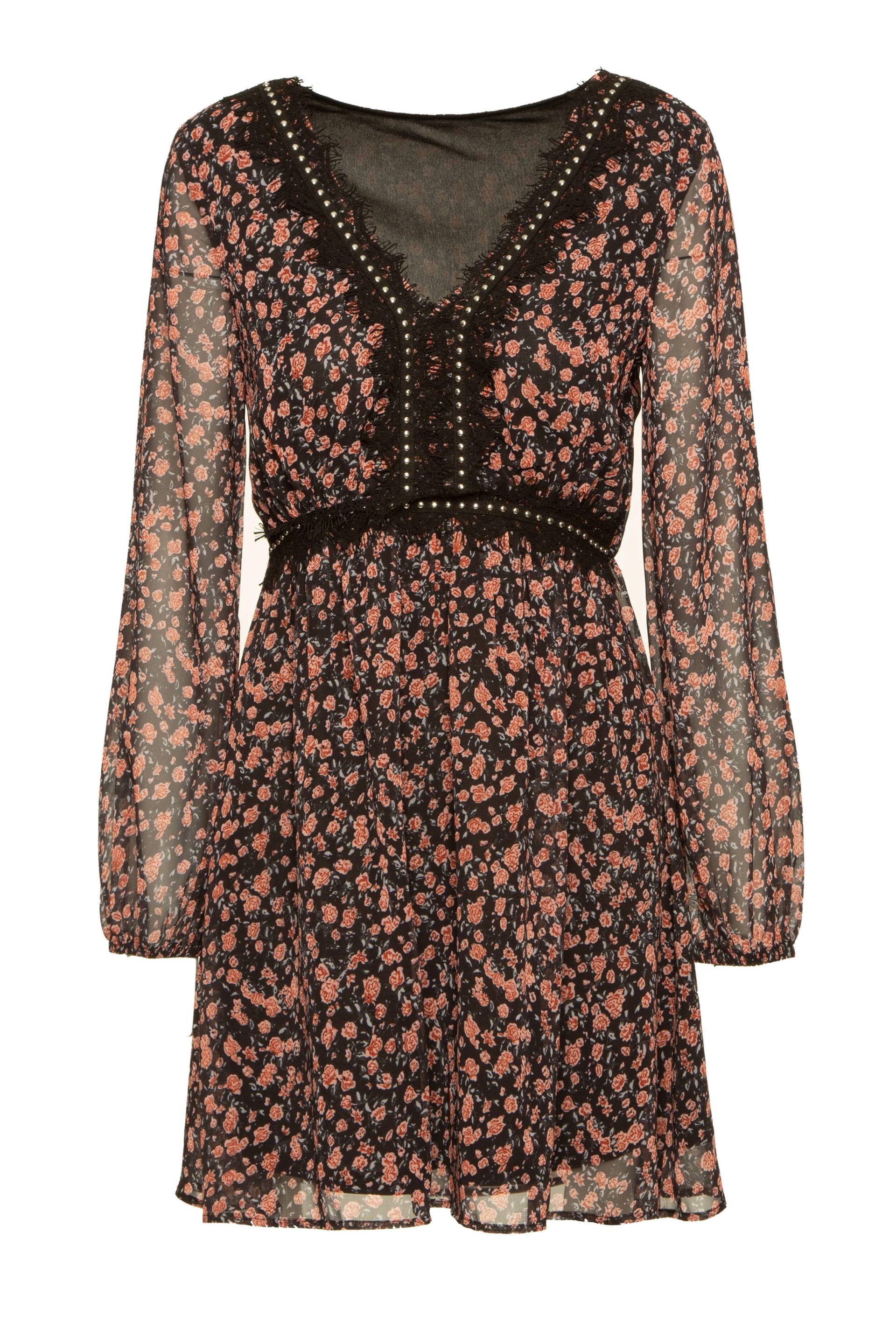 bsb - Minikleid mit Blumenmuster rot/schwarz - Gr. - XS von bsb