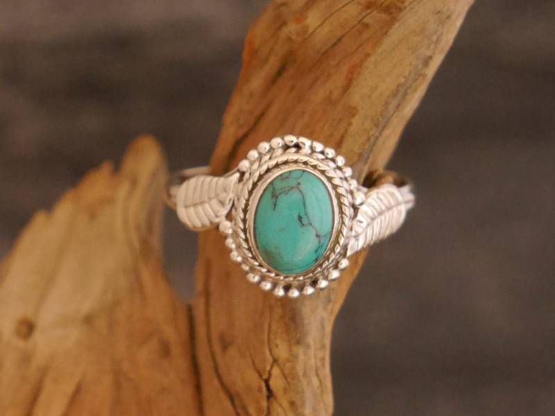 Filigraner Ring Mit Türkis, 925Er Silber von bsmasala