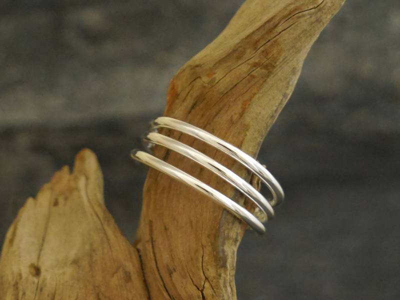 Filigraner Silberring, "3 Lines", 925Er Silber von bsmasala