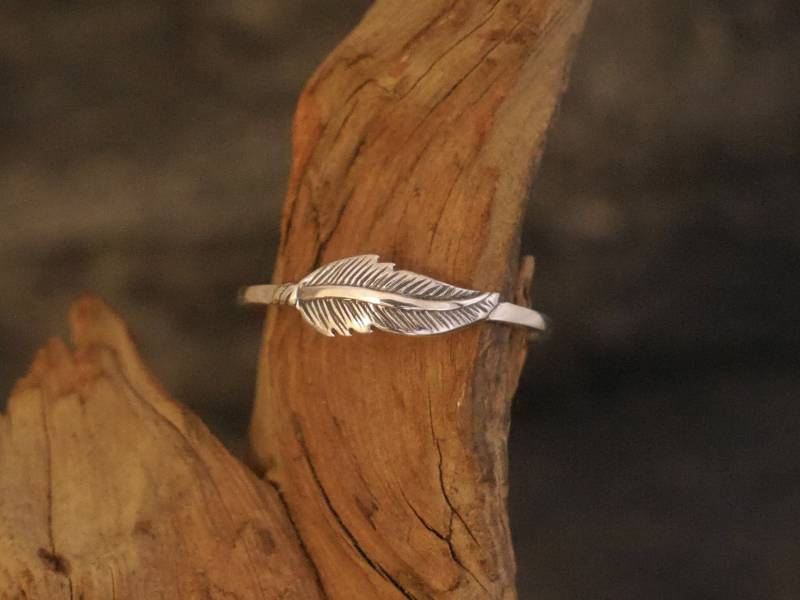 Filigraner Silberring, Feder, 925Er Silber von bsmasala