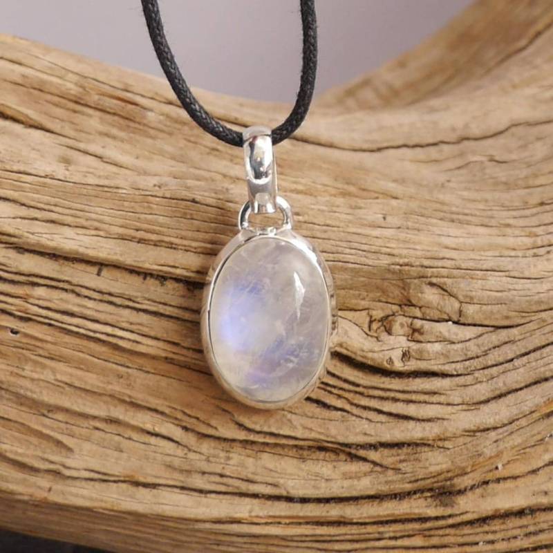 Schlichter Kettenanhänger Mondstein, 925Er Silber von bsmasala