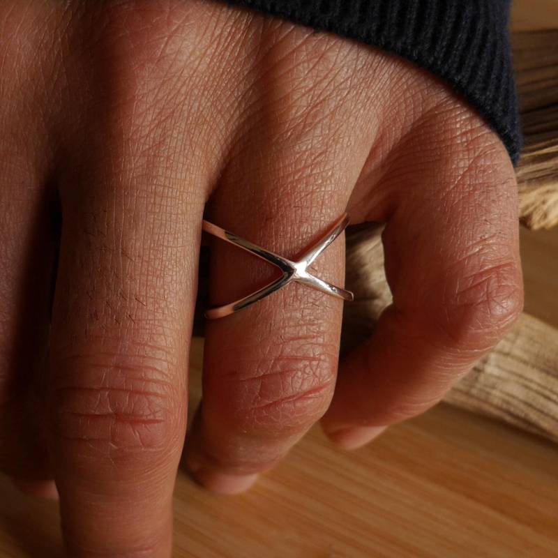 Silberring, 925Er Silber, X-Cross von bsmasala