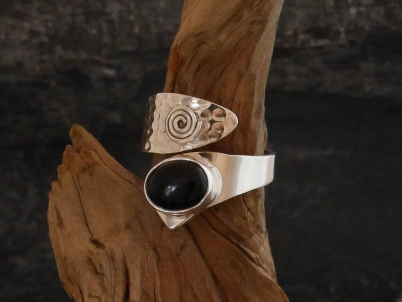 Silberring Mit Onyx, Silber 925 von bsmasala