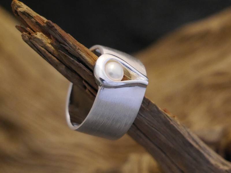 Silberring Mit Perle, 925Er Silber von bsmasala