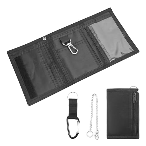 bssmmai Geldbeutel Portmonee Kinder Slim Portemonnaie Jungen Geldbörse mit Kette Clip Reißverschluss Faltbare Dreifache Geldbörse für Teenager Herren Münztasche Kartenhalter von bssmmai