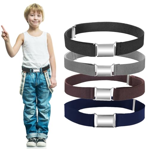 bssmmai 4 Stück Elastischer Gürtel Kinder, Einstellbarer Stretchgürtel, Kindergürtel mit Magnetschnalle, Stretch Kinder Gürtel für Jungen Mädchen Jeans Shorts Hosen Kleid von bssmmai