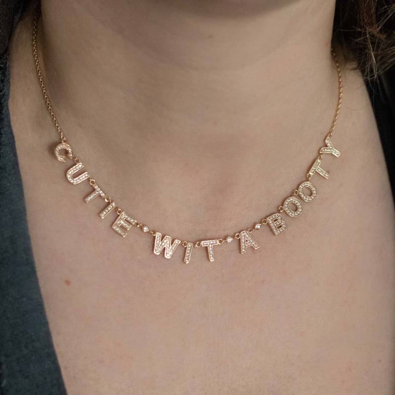 Gold Vermeil Cz "Cutie Wit A Booty' Halskette von bstrdStyle
