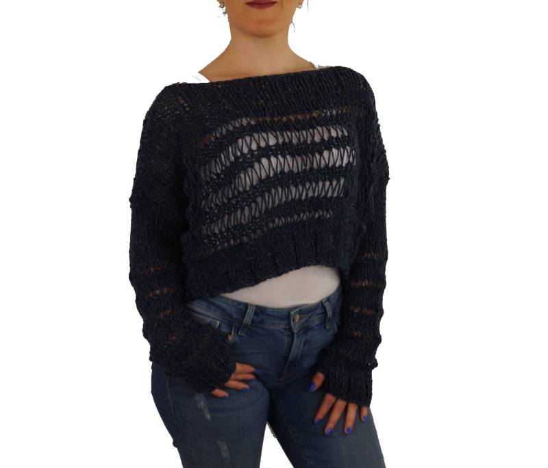 Marine Blau Pullover/Frauen Pullover/Chunky Hand Stricken Pullover/Alpaka Pullover/Oversize Pullover/Plus Größe/Loose Strickpullover/Geschenk von bstyle