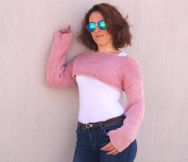 Rosa Pullover, Hand Stricken Erröten Rosa Langarm Weihnachtsgeschenk, Frauen Winter Achselzucken, Wählen Sie Ihre Farbe Und Größe von bstyle