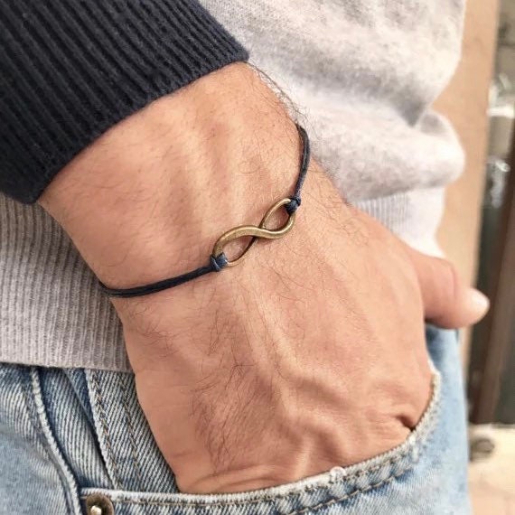 Gewachstes Seil Armband Für Herren & Damen Mit Infinity Charm von buKoShop