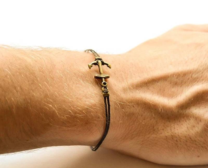 Herren & Damen Armband Aus Gewachstem Seil, Anker Charm Herren & Damen Armband Aus Gewachstem Seil, Anker Charm von buKoShop