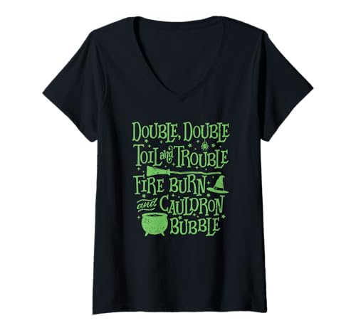 Damen Bubble Bubble Double Toil und Trouble Hocus Pokus T-Shirt mit V-Ausschnitt von bubble bubble double double toil and trouble shirt