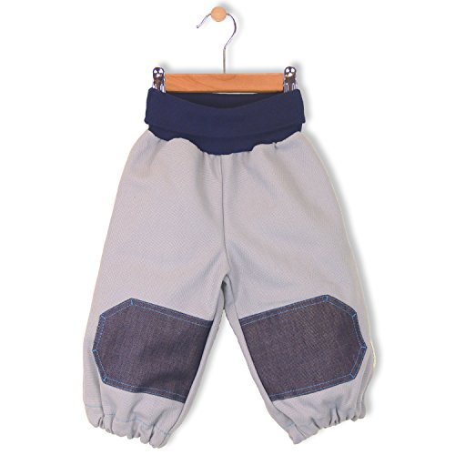 bubble.kid berlin - Baby Mädchen Jungen Unisex Hose Pumphose, Krabbel Hose - robuster Baumwoll Canvas, Knieschoner, elastisches bequemes Bauch Bündchen (86-92 (1-2 Jahre), hellgrau) von bubble.kid berlin