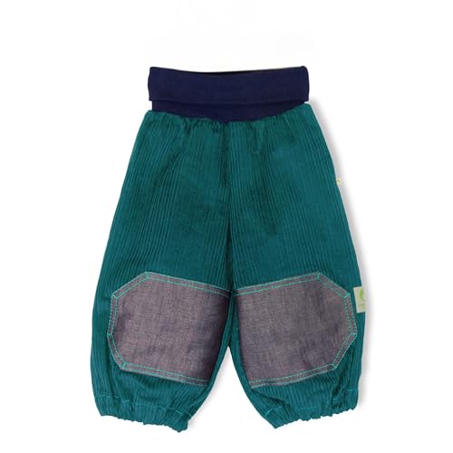 bubble.kid berlin - Baby Mädchen Jungen Unisex Hose Pumphose, Krabbel Hose - weicher robuster Cord, Knieschoner, elastisches bequemes Bauch Bündchen (62-68 (0-6 Monate), Petrol von bubble.kid berlin