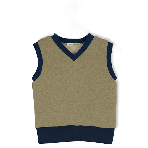 bubble.kid berlin - Mädchen Jungen Baby Pullunder, Weste ärmellos mit bündchen V-Ausschnitt SANNI - Sweatshirt (74/80 (6-12 Monate), Oliv Melange) von bubble.kid berlin