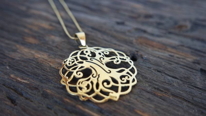 Lebensbaum Anhänger, Messing Kette, Etnisch Anhänger, Kette Baum Des Lebens, Indisch Halskette, Yoga Halskette von bubor