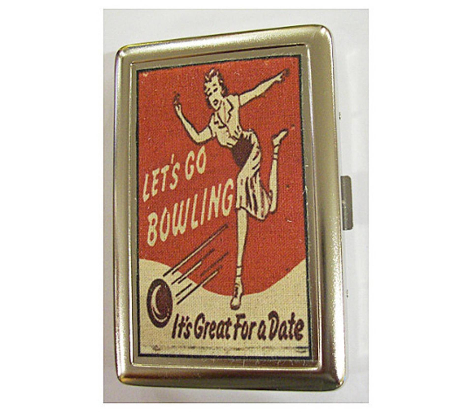 Bowling Metall Geldbörse Retro Zigarettenetui Vintage 50Er Jahre Kitsch Bowling Metall Geldbörse Retro Zigarettenetui Vintage 50Er Jahre Kitsch von buckaroosmercantile