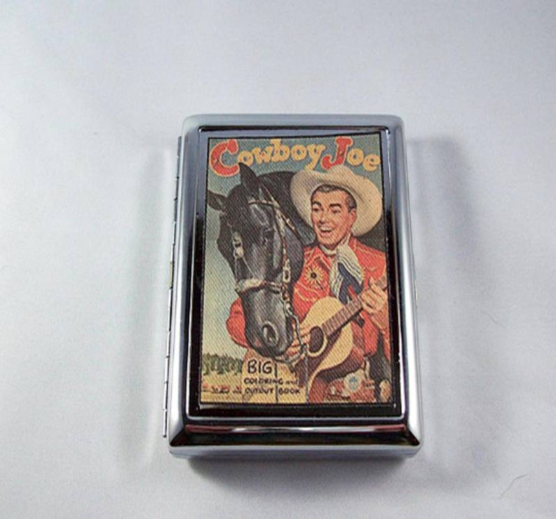 Cowboy Metall Geldbörse Retro Zigarettenetui Vintage Fifties Rockabilly Country Western Kitsch von buckaroosmercantile