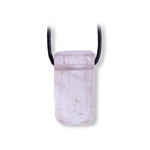 Budawi® Eleganter Kunzit Trommelstein Anhänger gebohrt – violett transparent – inkl. 1m Lederband & Geschenkbox – Edelstein Schmuck für Damen & Herren von budawi-Anhänger
