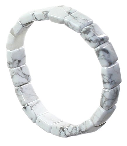 Howlith Armband Square mit Stretch-Nylonfaden, Howlith Steinarmband von budawi-Armbänder