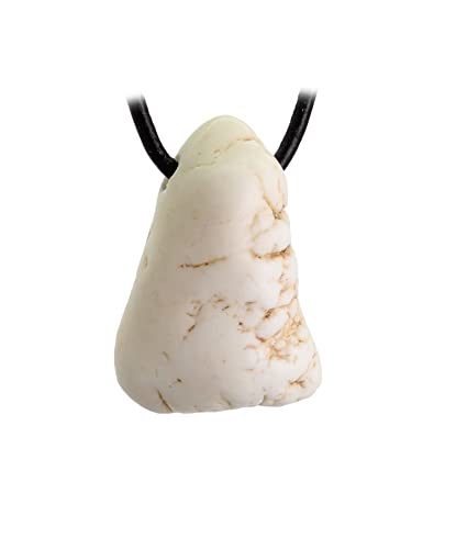 Budawi® Magnesit Anhänger Trommelstein – gebohrt ca. 24 x 17 mm – mit 1 m schwarzem Lederband – Naturstein Kette im Geschenkbeutel – Heilstein Schmuck für Damen & Herren von Budawi