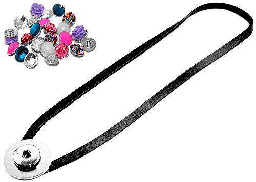 budawi® - Chunk-Leder-Halskette ca. 54 cm, Halskette mit Motiv - Chunk-kette mit Druckknöpfe, Lederkette von Budawi