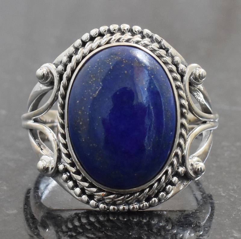 Lapis Ring, Natürliche Blaue Edelstein Handgemachte Statement Silber Hochzeitsschmuck, Einzigartige Ring, Geschenk Für Sie von buddhasilverdesign