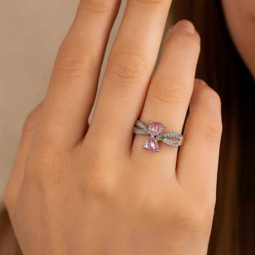 Pink Zirkonia Doppel Teardrop Ring - Sterling Silber Infinity Band Mit Cz Akzente von buddhasilverdesign