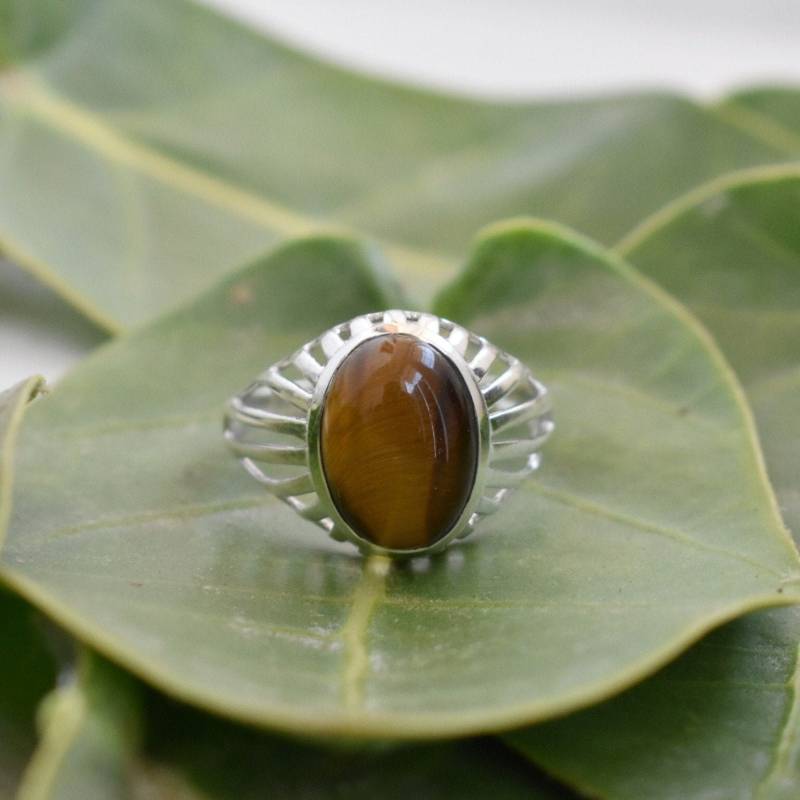 Tigerauge Sterling Silber Ring - Handgemachter Ovaler Edelstein Boho Statement Schmuck Für Männer & Frauen Tigerauge Sterling Silber Ring - Handgemachter Ovaler Edelstein Boho Statement Schmuck Für Männer & Frauen von buddhasilverdesign