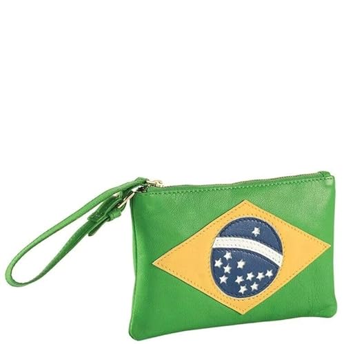 buddyboys - Brasilia Brasilien Flag Designer Lederarmband Geldbörse Portemonnaie Edel echtes Leder - grün - 18 x 11 cm von buddyboys