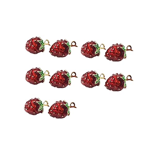 budiniao 10 Stück Erdbeer Anhänger Mode Halskette Schlüsselanhänger Armband Schmuck DIY Herstellung Dekor Handwerk Finden Frau Mädchen, S von budiniao