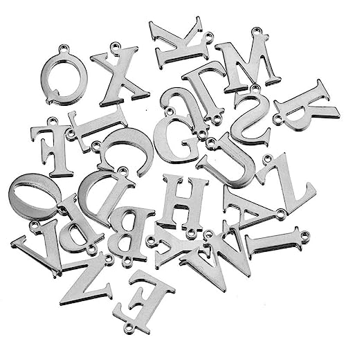 budiniao 100 Stück Typ Random Halskette Armband Fußkettchen Anhänger Schmuck Alphabet Buchstaben Anhänger Bastelzubehör, Silber von budiniao