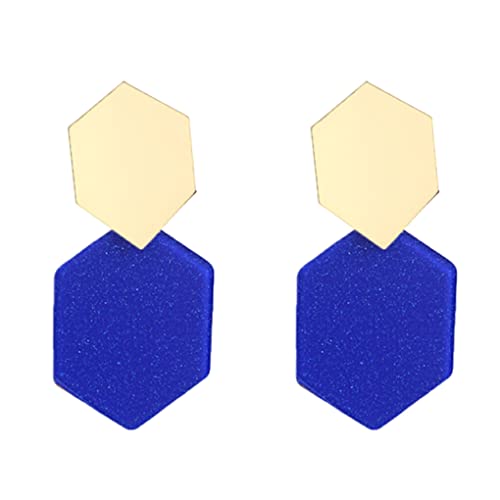 budiniao Acryl Kronleuchter Ohrringe, böhmischer geometrischer großer Ohr Ohrring für Frauen Mädchen Hochzeitsbankett Ornamente, Blau von budiniao
