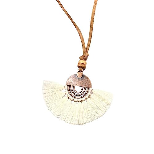 budiniao Frau Halskette mit Quaste Mode Tragbare Anhänger Dekoration Halsketten Schmuck Ornament Geschenke für Hochzeitsfeier, Beige von budiniao