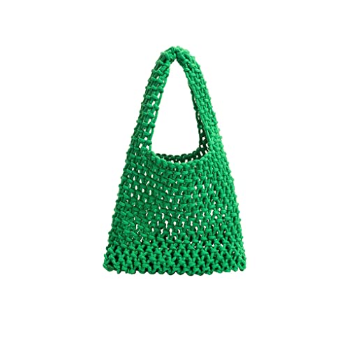budiniao Frauen Woven Bucket Bag Atmungsaktives Mesh Hohl Handheld Taschen Organizer Container Handgemachte Weben Handtasche Sommer Picknick, Grün von budiniao