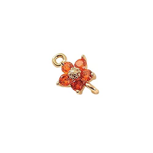 budiniao Funkelnde Kristall Zirkon Blumen Anhänger Halskette, DIY Verzierung, zarte Anhänger, Schmuck, Handwerk für Haarspange, Orange von budiniao