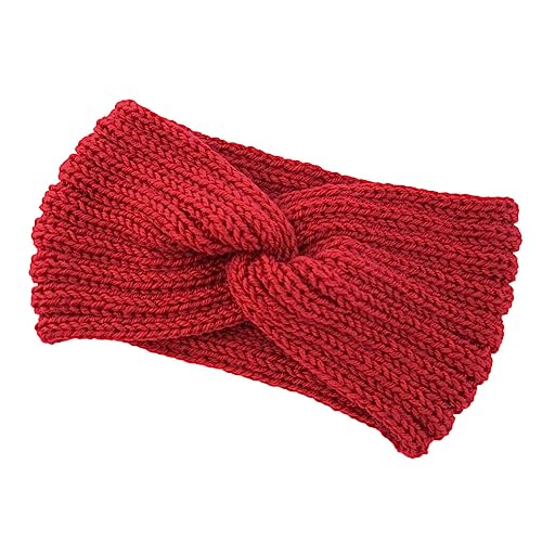 budiniao Gehäkeltes Stirnband, gestricktes Sport Stirnband, flexibles Schweißband, Kopfbedeckung, elastischer Ohrenschützer, Wickel Haarband für Yoga, Jujube rot von budiniao