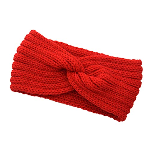 budiniao Gehäkeltes Stirnband, gestricktes Sport Stirnband, flexibles Schweißband, Kopfbedeckung, elastischer Ohrenschützer, Wickel Haarband für Yoga, Rot von budiniao