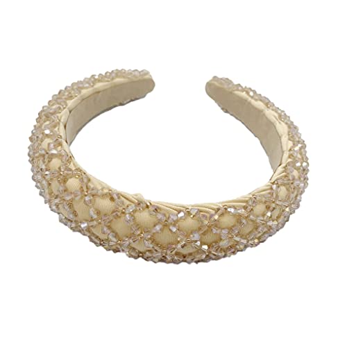 budiniao Haarbänder Perlen Kristall Kopfschmuck Barock Stil Kopfschmuck Haarstyling Kopfbedeckung für Damen Strand Accessoires, Gold von budiniao