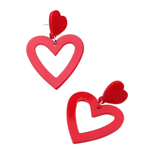 budiniao Herz Ohrring Set, vielseitig einsetzbar, leicht und einfach zu tragen, Liebes Herz förmige Ohrringe, Harz Liebes Herz Ohrringe, Rot von budiniao