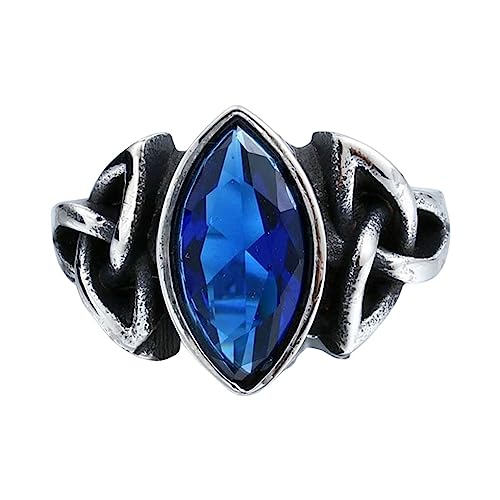 budiniao Männer Kristallring Bankettzeremonie Hochzeit Jungen Retro Stil Einfaches Design Stahlringe Männliche Hand Schmuck Geburtstagsgeschenk, Blau, Größe 8 von budiniao