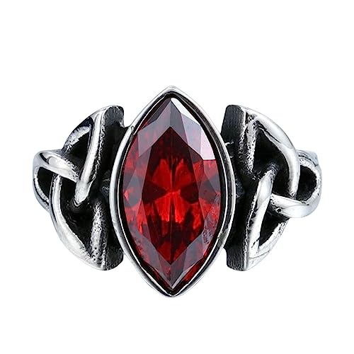 budiniao Männer Kristallring Bankettzeremonie Hochzeit Jungen Retro Stil Einfaches Design Stahlringe Männliche Hand Schmuck Geburtstagsgeschenk, Rot, Größe 8 von budiniao