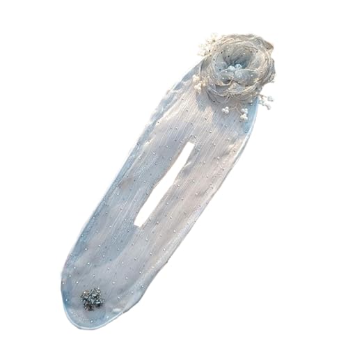 budiniao Modischer Twist Clip für Damen, Netzgewebe, zarte Textur, verblasst nicht leicht, Gaze Haargummi und Haarnadel für Damen, Graue Blumenperlen von budiniao