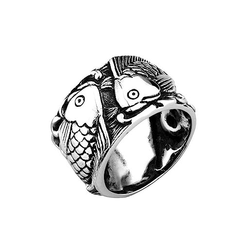 budiniao Stahl Mode Ethnischer Ring Personalisierte Dekoration Runde Ringe Vintage Schmuck Zubehör für Hochzeit Verlobungsfeier, Größe 12 von budiniao