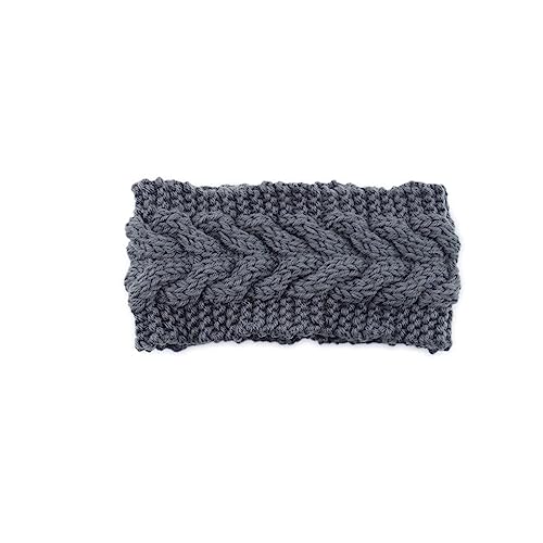 budiniao Stirnband Winterkopfschutz mit Knöpfen Gehäkeltes verstellbares breites Haarband Warme Damen Ohrenschützer Geschenke für Frauen, Dunkelgrau von budiniao