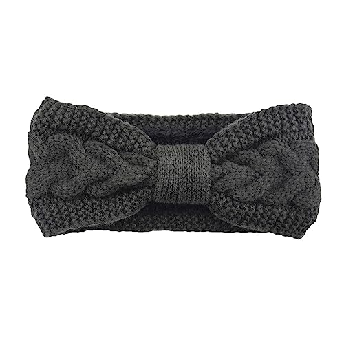 budiniao Strick Stirnbänder, elastischer Kopfwickel, mit Fleece gefüttert, breites Haarband, warmes Universal Ohrwärmer Stirnband, Geschenke für Frauen, Dunkelgrau von budiniao